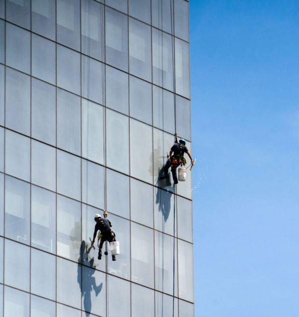 High-rise exterior maintenance illustration